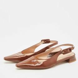 Gianvito Rossi Brown Leather Lindsay Slingback Flats Size 36.5
