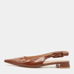 Gianvito Rossi Brown Leather Lindsay Slingback Flats Size 36.5