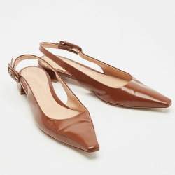 Gianvito Rossi Brown Leather Lindsay Slingback Flats Size 36.5