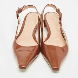 Gianvito Rossi Brown Leather Lindsay Slingback Flats Size 36.5