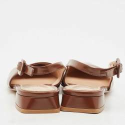 Gianvito Rossi Brown Leather Lindsay Slingback Flats Size 36.5