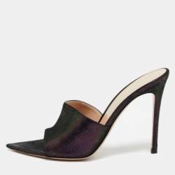 Gianvito Rossi Purple Suede Elle Slide Sandals Size 38