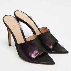 Gianvito Rossi Purple Suede Elle Slide Sandals Size 38