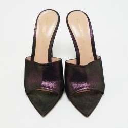 Gianvito Rossi Purple Suede Elle Slide Sandals Size 38