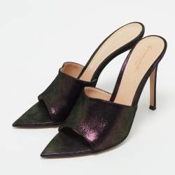 Gianvito Rossi Purple Suede Elle Slide Sandals Size 38
