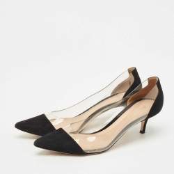 Pre Owned Gianvito Rossi Black/Transparent Suede and PVC Plexi Pumps Size 39