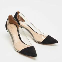 Pre Owned Gianvito Rossi Black/Transparent Suede and PVC Plexi Pumps Size 39