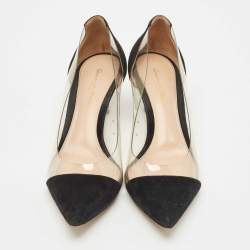 Pre Owned Gianvito Rossi Black/Transparent Suede and PVC Plexi Pumps Size 39