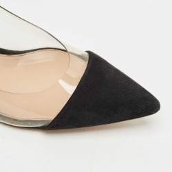 Pre Owned Gianvito Rossi Black/Transparent Suede and PVC Plexi Pumps Size 39