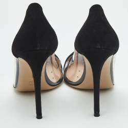 Pre Owned Gianvito Rossi Black Suede and PVC Plexi Pumps Size 41