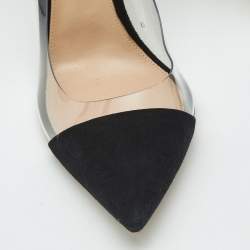 Pre Owned Gianvito Rossi Black Suede and PVC Plexi Pumps Size 41