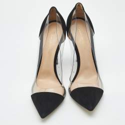 Pre Owned Gianvito Rossi Black Suede and PVC Plexi Pumps Size 41