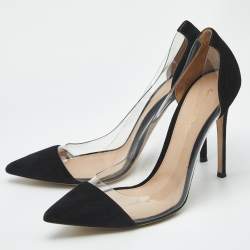 Pre Owned Gianvito Rossi Black Suede and PVC Plexi Pumps Size 41
