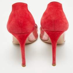 Gianvito Rossi Red Suede and PVC Plexi Pumps Size 36.5