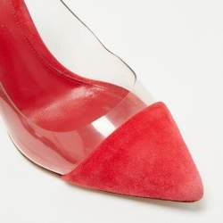 Gianvito Rossi Red Suede and PVC Plexi Pumps Size 36.5
