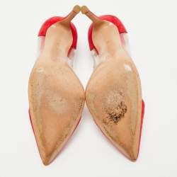 Gianvito Rossi Red Suede and PVC Plexi Pumps Size 36.5