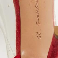 Gianvito Rossi Red Suede and PVC Plexi Pumps Size 36.5