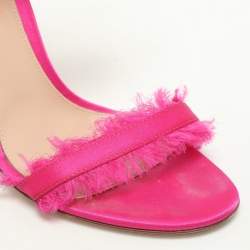 Pre Owned Gianvito Rossi Pink Satin Portofino Fringe Sandals Size 39