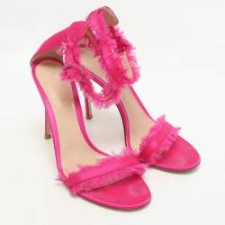Pre Owned Gianvito Rossi Pink Satin Portofino Fringe Sandals Size 39