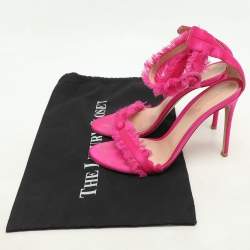 Pre Owned Gianvito Rossi Pink Satin Portofino Fringe Sandals Size 39