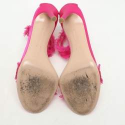Pre Owned Gianvito Rossi Pink Satin Portofino Fringe Sandals Size 39