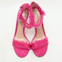Pre Owned Gianvito Rossi Pink Satin Portofino Fringe Sandals Size 39