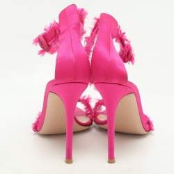 Pre Owned Gianvito Rossi Pink Satin Portofino Fringe Sandals Size 39