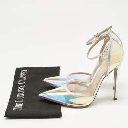 Pre Owned Gianvito Rossi Iridescent Leather and  PVC Ankle Strap Pumps  Size 40.5