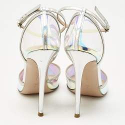 Pre Owned Gianvito Rossi Iridescent Leather and  PVC Ankle Strap Pumps  Size 40.5