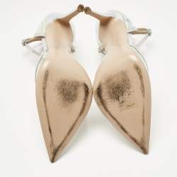 Pre Owned Gianvito Rossi Iridescent Leather and  PVC Ankle Strap Pumps  Size 40.5