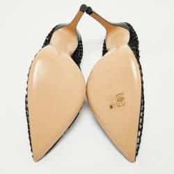 Pre Owned Gianvito Rossi Black Leather and Net Alisia Pumps Size 38.5