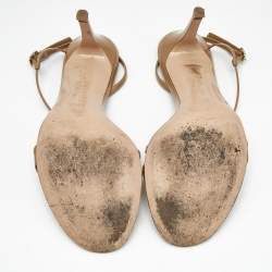 Pre Owned Gianvito Rossi Beige Patent Leather Manhattan Slingback Sandals Size 37