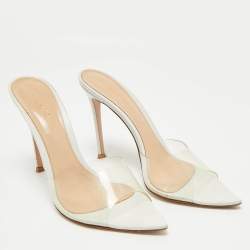 Pre Owned Gianvito Rossi Transparent PVC and Leather Elle Slide Sandals Size 40