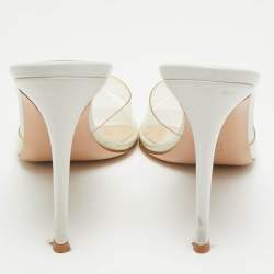 Pre Owned Gianvito Rossi Transparent PVC and Leather Elle Slide Sandals Size 40