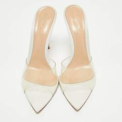 Pre Owned Gianvito Rossi Transparent PVC and Leather Elle Slide Sandals Size 40