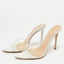 Pre Owned Gianvito Rossi Transparent PVC and Leather Elle Slide Sandals Size 40