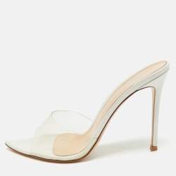 Gianvito Rossi Transparent PVC and Leather Elle Slide Sandals Size 40