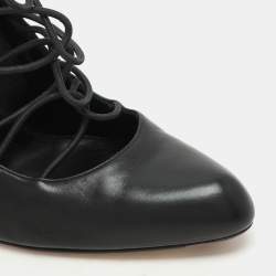 Pre Owned Gianvito Rossi Black Leather Strappy Pumps Size 38.5