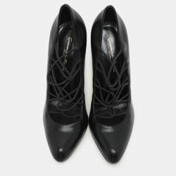 Pre Owned Gianvito Rossi Black Leather Strappy Pumps Size 38.5