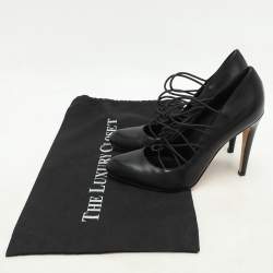 Pre Owned Gianvito Rossi Black Leather Strappy Pumps Size 38.5