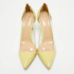 Pre Owned Gianvito Rossi Green Leather and PVC Plexi Pumps Size 41