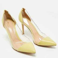 Pre Owned Gianvito Rossi Green Leather and PVC Plexi Pumps Size 41