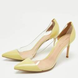 Pre Owned Gianvito Rossi Green Leather and PVC Plexi Pumps Size 41