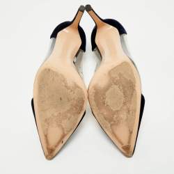 Pre Owned Gianvito Rossi Navy Blue PVC and Velvet Plexi Pumps Size 41.5