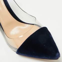 Pre Owned Gianvito Rossi Navy Blue PVC and Velvet Plexi Pumps Size 41.5