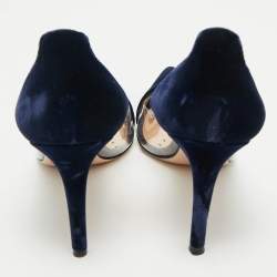 Pre Owned Gianvito Rossi Navy Blue PVC and Velvet Plexi Pumps Size 41.5