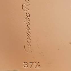 Pre Owned Gianvito Rossi Beige/Black Patent Leather Peep Toe Slide Sandals Size 37.5