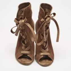 Pre Owned Gianvito Rossi Brown Suede Ankle Length Boots Size 37.5