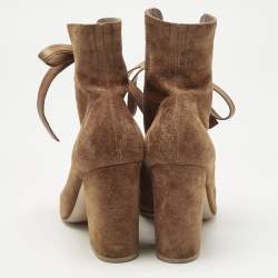 Pre Owned Gianvito Rossi Brown Suede Ankle Length Boots Size 37.5