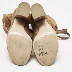 Pre Owned Gianvito Rossi Brown Suede Ankle Length Boots Size 37.5